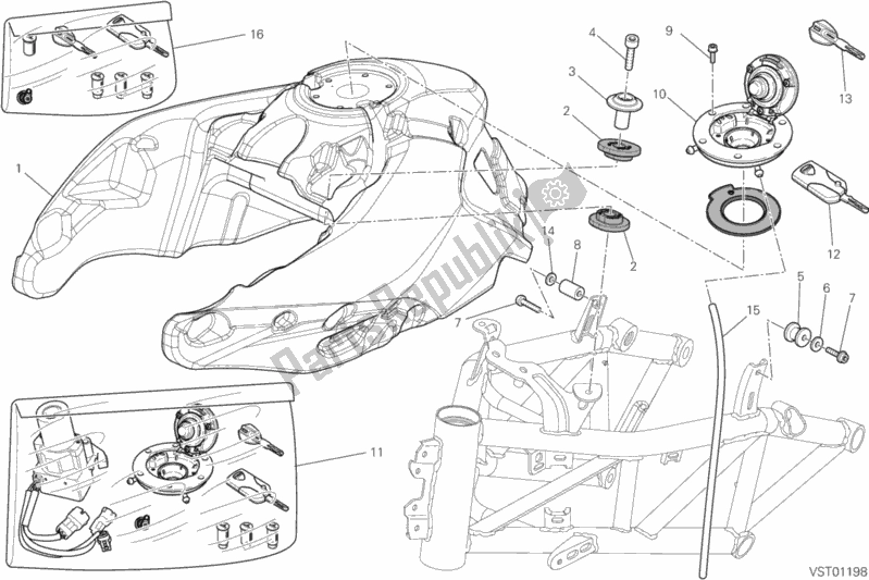 Todas as partes de Tanque De Combustível do Ducati Multistrada 1200 ABS USA 2012